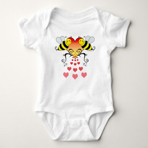 Bumble Bees With Hearts Design Baby Bodysuit