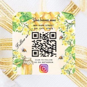 Bumble bees yellow floral business social media square sticker