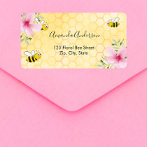 Bumble bees yellow honeycomb floral return address label
