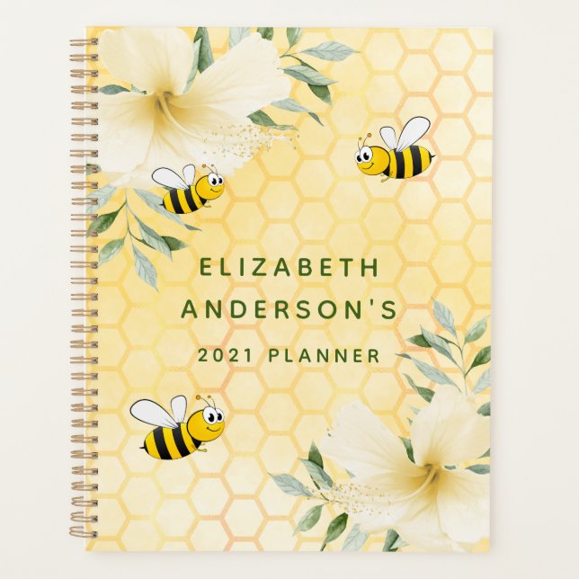 Bumble bees yellow honeycomb garden backyard 2024 planner (Front)