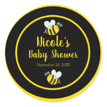 Bumble Black & Yellow Bee Theme Baby Shower Classic Round Sticker