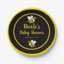 Bumble Black & Yellow Bee Theme Baby Shower Paper Plates