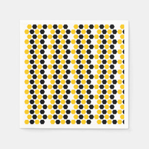 Bumble Black Yellow Geometric Hexagram Hex Pattern Napkins