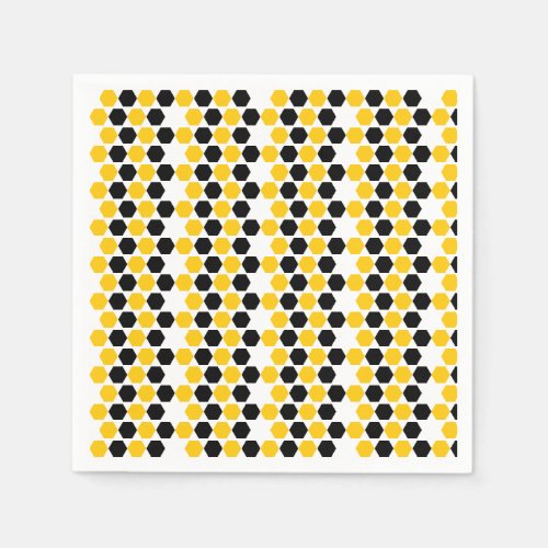Bumble Black Yellow Geometric Hexagram Hex Pattern Napkins