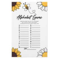 Bumble Honey Bee Alphabet Baby Shower Game Stationery