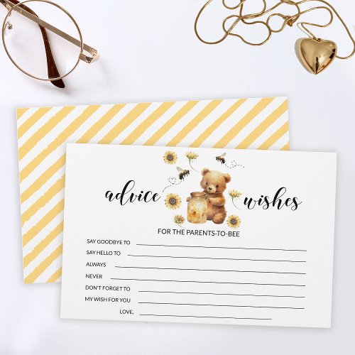 Bumble honey bee baby shower advice wishes card