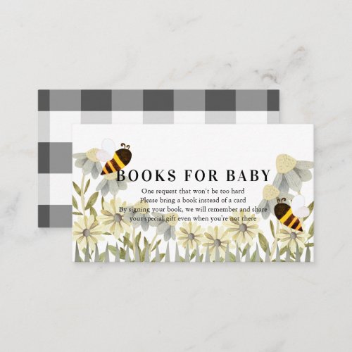 BumbleHoney Bee Baby Shower Book Request Enclosure Card
