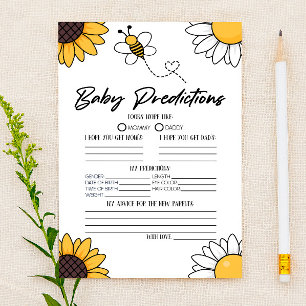 Bumble Honey Bee Baby Shower Predictions Activity Stationery