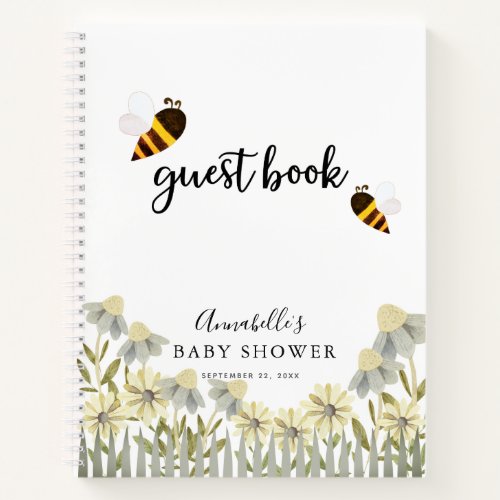 BumbleHoney Bee Baby Shower White Guest Book