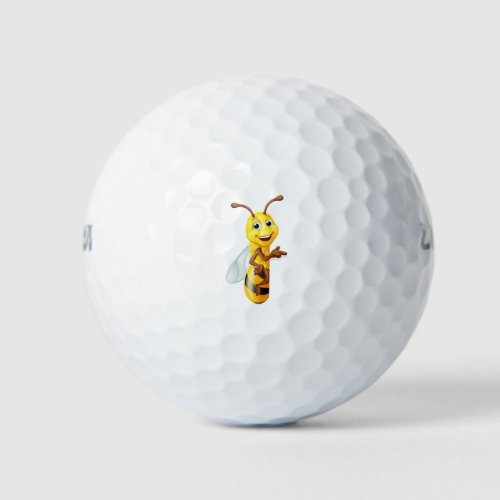 Bumble Honey Bee Bumblebee Cartoon Character Sign Golf Balls