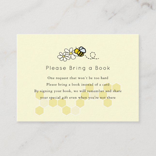 Bumble / Honey Bee Daisy Please Bring a Book Enclosure Card (Front)