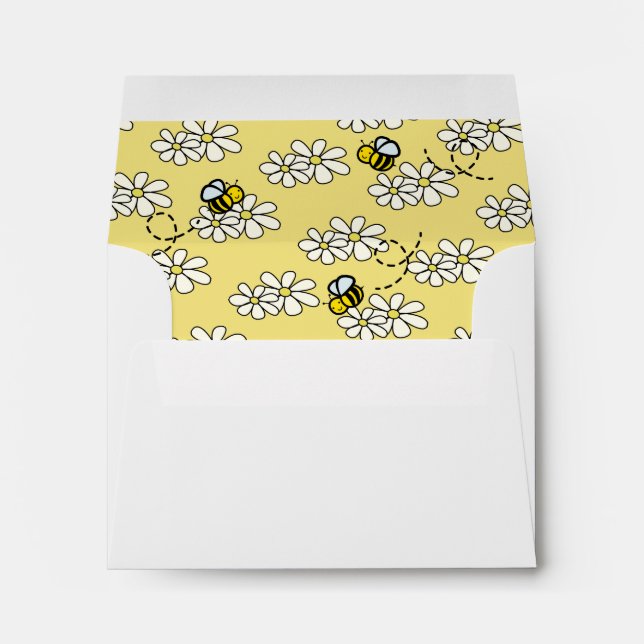 Bumble / Honey Bee Daisy White Envelope (Back (Bottom))