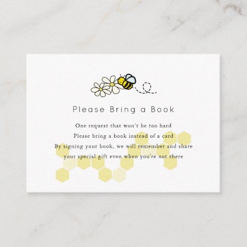 Bumble  Honey Bee Daisy White Please Bring a Book Enclosure Card