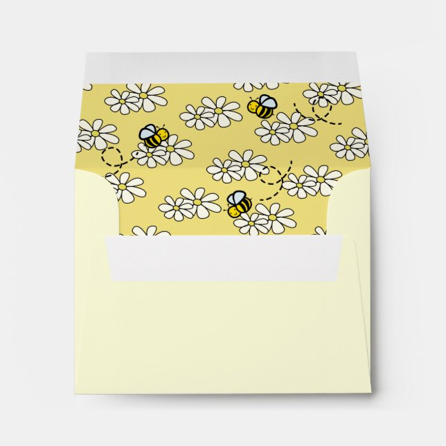 Bumble / Honey Bee Daisy Yellow Envelope (Back (Bottom))
