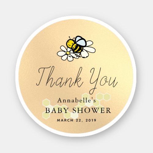 BumbleHoney Bee Gold Baby Shower Sticker