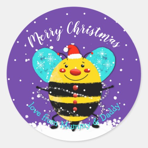 bumble honey bee of Christmas present merry gift Classic Round Sticker