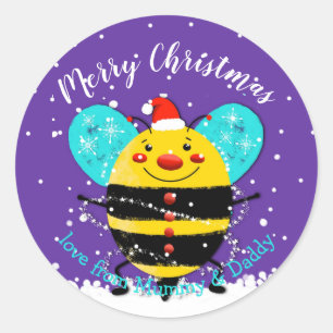bumble honey bee of Christmas present merry gift Classic Round Sticker