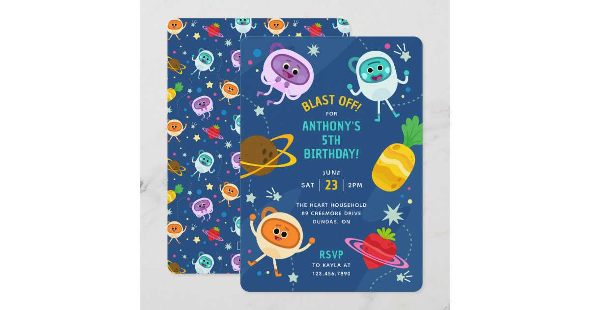 Bumble Nums Space Birthday Invitation | Zazzle