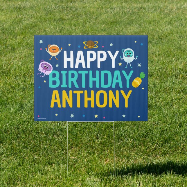 Bumble Nums Space Birthday Sign (Insitu)
