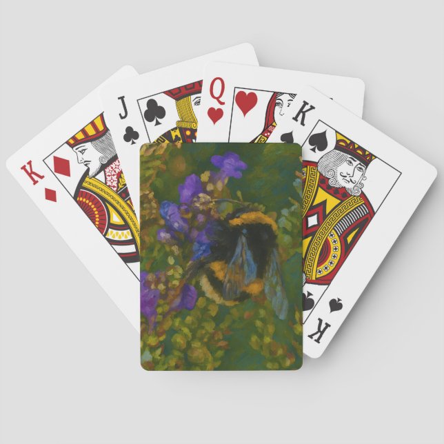 Bumblebee Among Purple Blooms Poker Cards (Back)