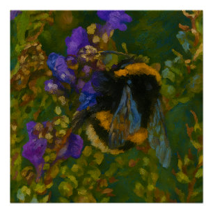 Bumblebee Among Purple Blooms Poster