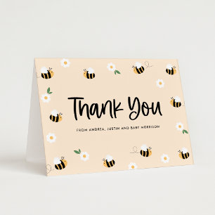 Bumblebee Baby Shower Blank Letterpress Thank You Card