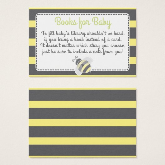 Bumblebee Baby Shower Book Request Card (Front & Back)