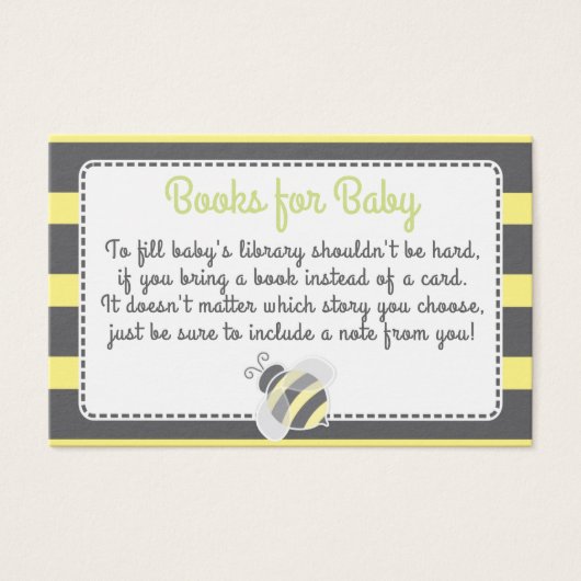 Bumblebee Baby Shower Book Request Card (Front)