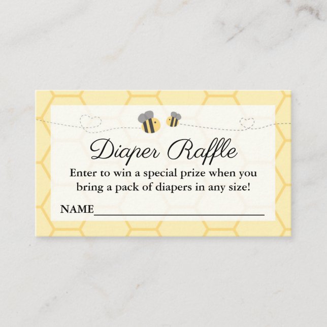 Bumblebee Baby Shower Diaper Raffle Insert (Front)