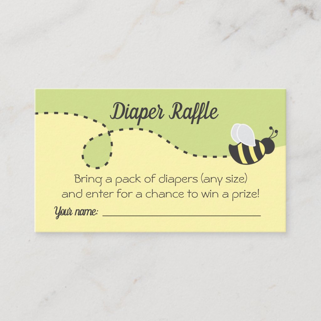 Bumblebee Baby Shower Diaper Raffle Ticket Enclosure Card