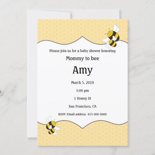 Bumblebee baby shower invitation for mommy to bee