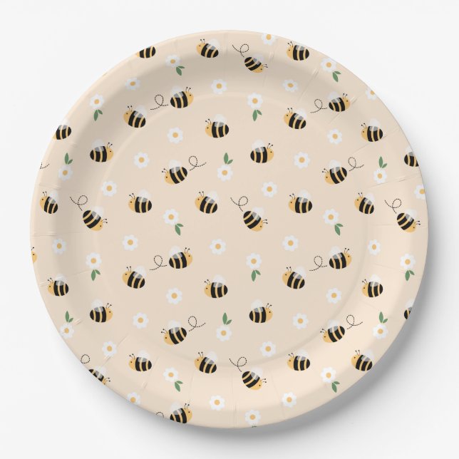 Bumblebee Baby Shower Paper Plates (Front)