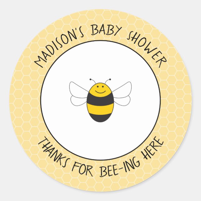 Bumblebee baby shower thank you stickers for favor (Front)