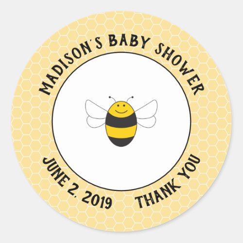 Bumblebee baby shower thank you stickers for favor
