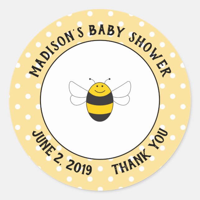 Bumblebee baby shower thank you stickers for favor (Front)