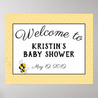 Bumblebee baby shower welcome sign poster - large