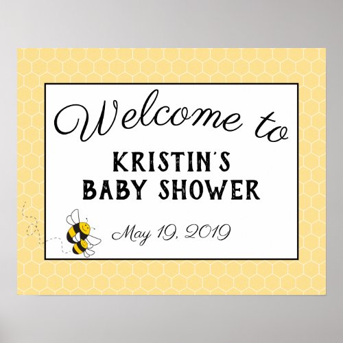 Bumblebee baby shower welcome sign poster _ large