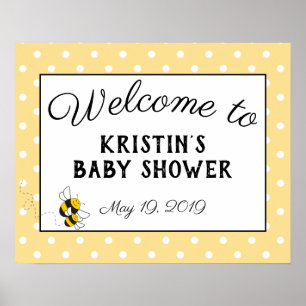 Bumblebee baby shower welcome sign poster - large