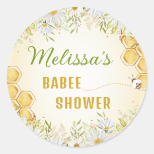 Bumblebee Baby Shower Yellow Daisy Wildflower Bee Classic Round Sticker