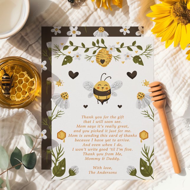 Bumblebee Bee Baby Shower Thank You Card (Creator Uploaded)
