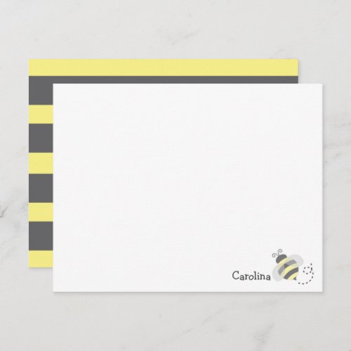 Bumblebee Bee Black Yellow Stripes Stationery Note Card