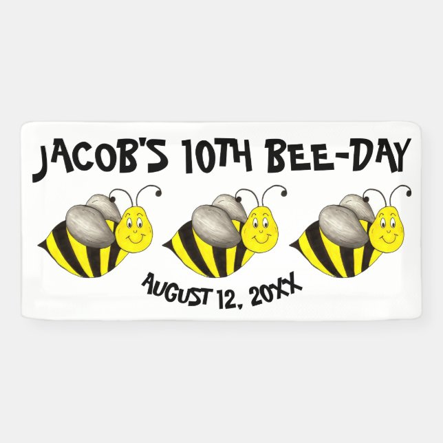 Bumblebee Bee-Day Personalized Birthday Party Banner (Horizontal)