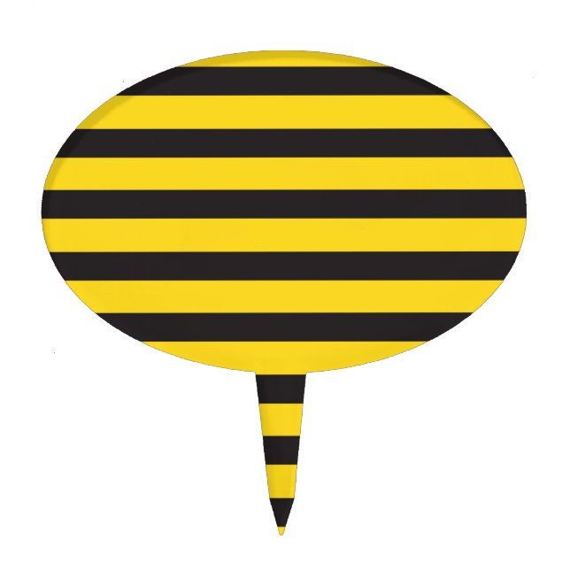 Bumblebee Black Yellow Horizontal Lines Bumble Bee Cake Topper (Front)