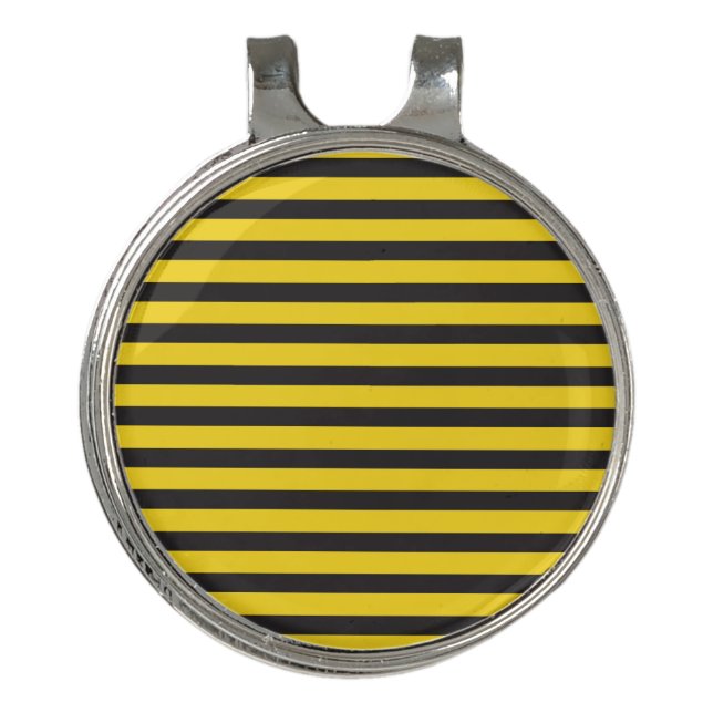 Bumblebee Black Yellow Horizontal Lines Bumble Bee Golf Hat Clip (Front)
