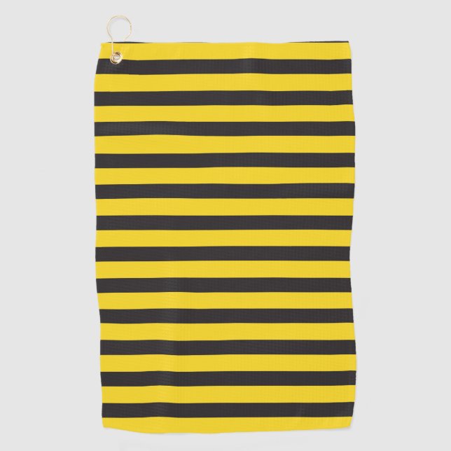 Bumblebee Black Yellow Horizontal Lines Bumble Bee Golf Towel (Front)
