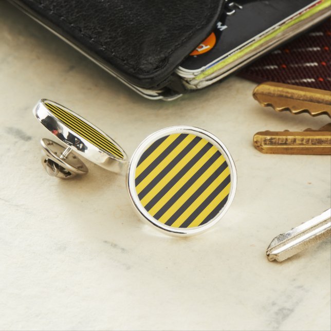 Bumblebee Black Yellow Horizontal Lines Bumble Bee Lapel Pin (In Situ)