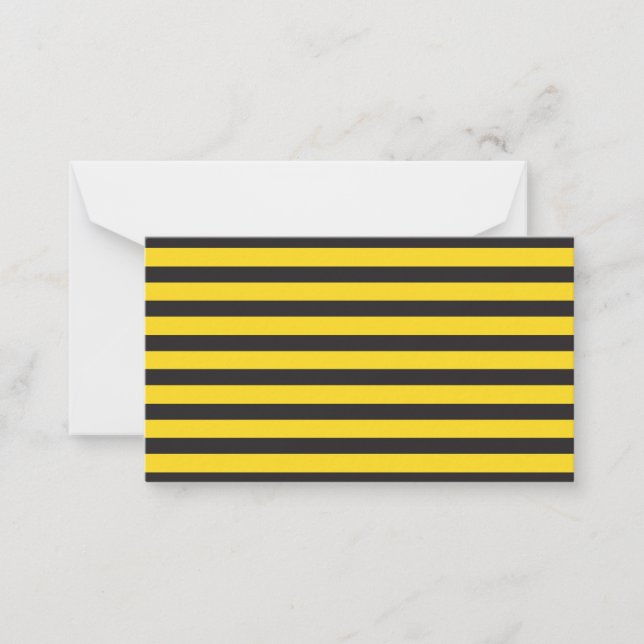 Bumblebee Black Yellow Horizontal Lines Bumble Bee Note Card (Front)