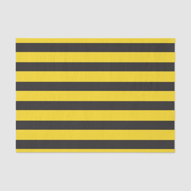 Bumblebee Black Yellow Horizontal Lines Bumble Bee Tissue Paper (Front)