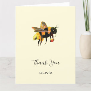 BumbleBee Carrying Pollen Custom Name Letterpress Thank You Card