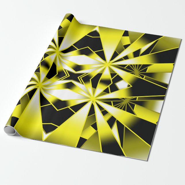 Bumblebee Color Gradient Perspective Drawing Wrapping Paper (Unrolled)